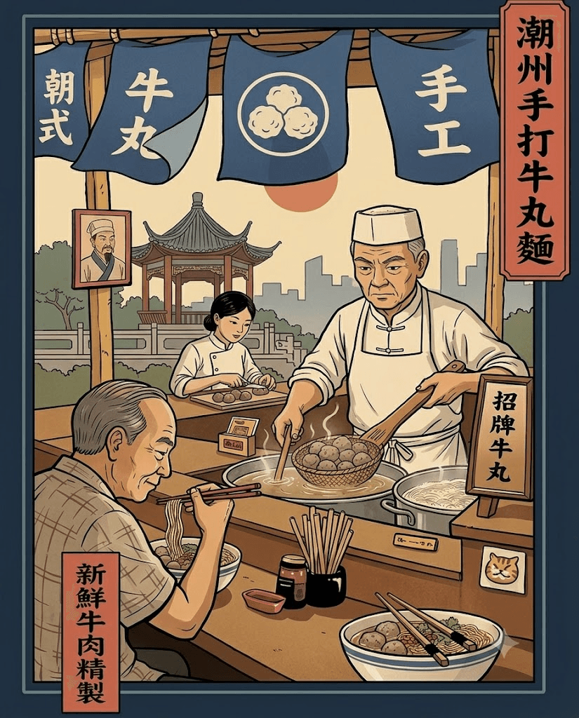 師傅在市場挑選新鮮肉的照片